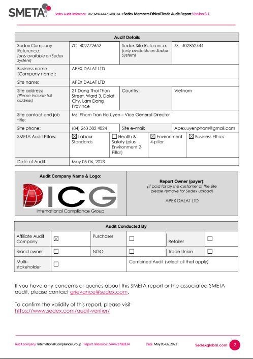 Sexdex Members Ethical Trade Audit Report 2